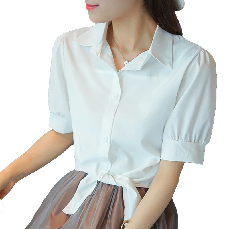 100% Cotton Womens Blouse Shirt White Summer Blouses Shirts Holiday Loose Short Sleeve Casual Tops And Blouses Women Blusas New