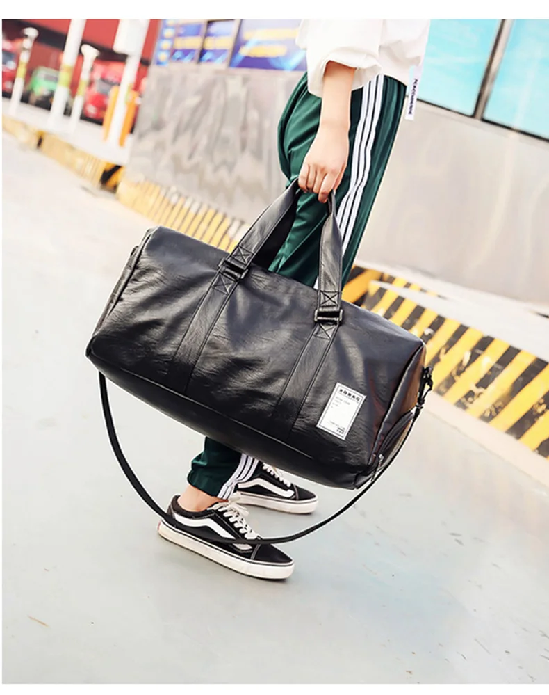 Для мужчин из искусственной кожи Gym bag мужской большая спортивная сумка для Фитнес Для мужчин Для женщин Сумки Training сумка с Обувь карман SAC de