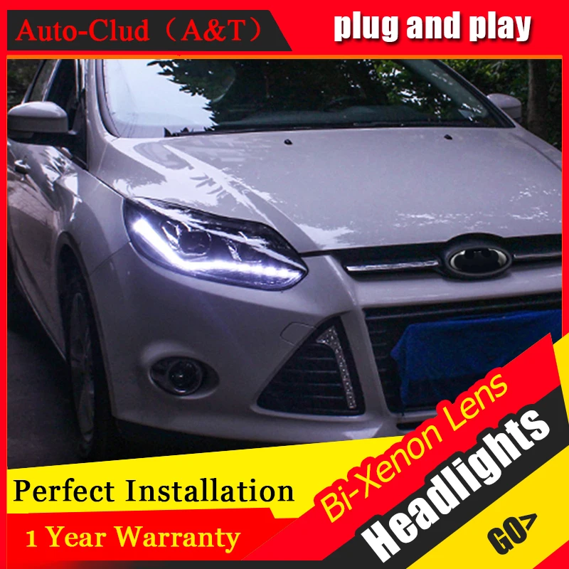Auto Clud Car Styling for PW Ford Focus Headlights New Focus LED Headlight DRL Lens Double