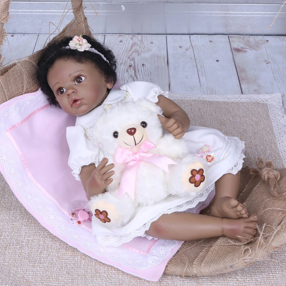 55 см силиконовая кукла Reborn Baby Мягкая тканевая игрушка ручные волоконные волосы