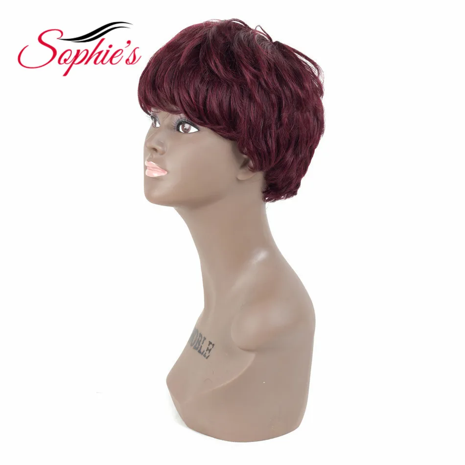 Sophie's Short Human Hair Wigs Non-Remy Human Hair Brazilian For Women Natural Wave Honey Wigs 1B,99J 65g
