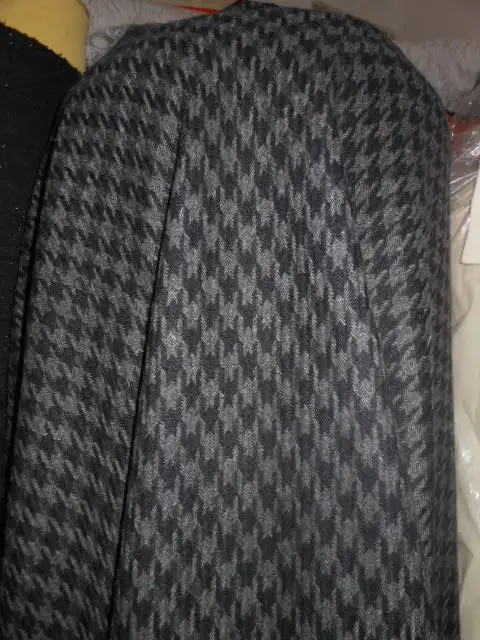

Free ship black and gray weaved 60% wool houndstooth tweed fabric price for 1 meter