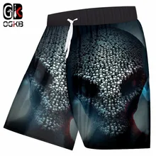 OGKB пляжные шорты с 3d принтом черепа, мужские пляжные шорты размера плюс, пляжные шорты, пляжная одежда для мужчин, Харадзюку, хип-хоп, готический стиль