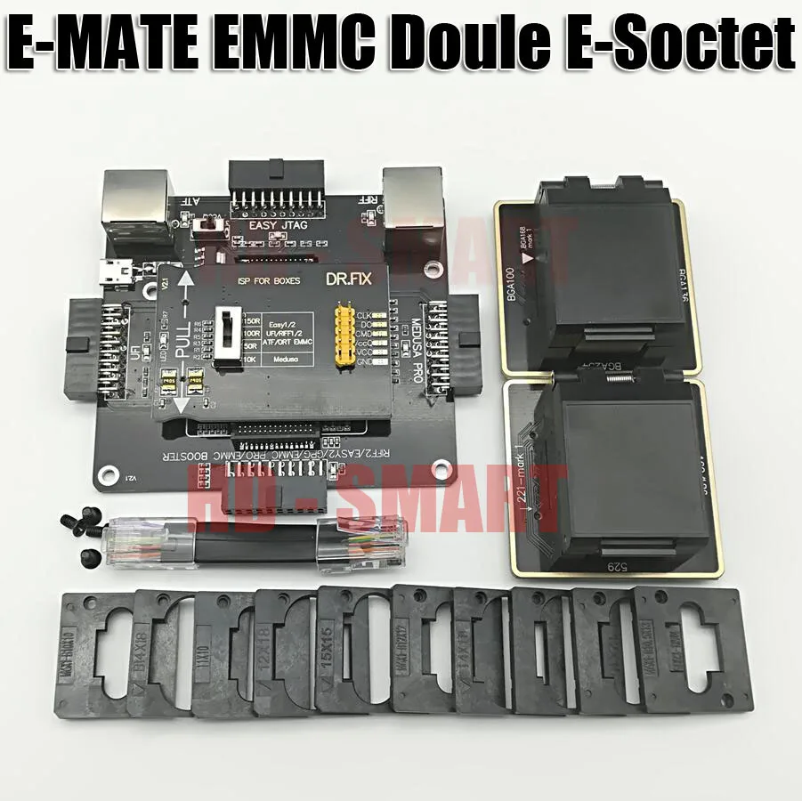 E MATE box Emate box двойной E-Socket поддержка BGA153, 169162186221529100136168254 UFI box, Медуза легкий JTAG BOX