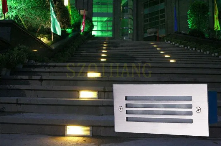 Outdoor LED Step Light Waterproof Stair Underground Light Wall Embedded Lamp Lighting Deck Footlights 85-265V/12V IP68