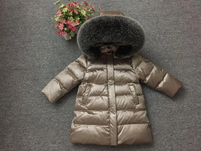 Детская зимняя куртка для девочек, парки, пальто с капюшоном для девочек, теплые толстые пуховики Детские теплые пальто с воротником из натурального меха, верхняя одежда - Цвет: Color 12