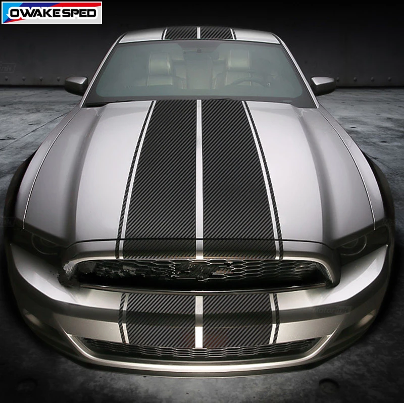  Racing Sport Styling Stripes Vinyl Decal For Ford Mustang GT Car Hood Roof Tail Whole Sticker Auto 