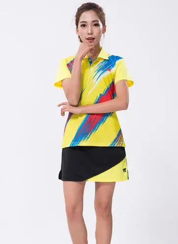 Костюмы для бадминтона, быстросохнущая спортивная одежда, рубашки для бадминтона, шорты, наборы для настольного тенниса, майки для пинг-понга, теннисные комплекты футболок zumaba - Цвет: Womens yellow suit