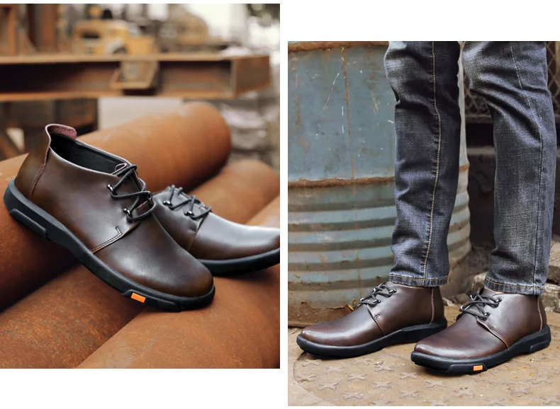 Мужские ботинки; теплые зимние ботинки на меху; Мужская обувь; модные мужские зимние рабочие ботильоны на резиновой подошве