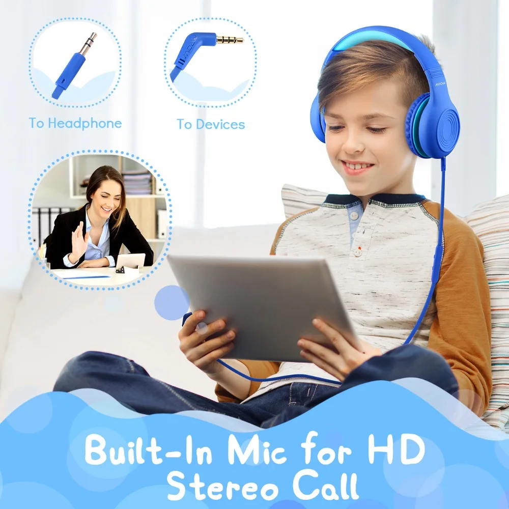 Mpow CH6S проводные наушники для детей с микрофоном Макс 85 дБ пищевого материала детские наушники для iPad Kindle телефонов