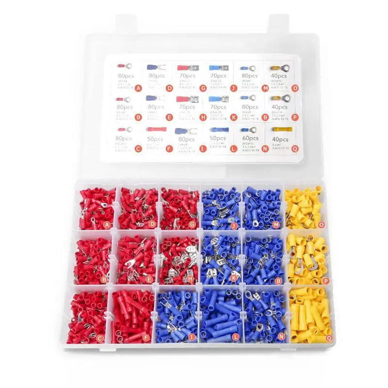 

1200PCS Crimp Connectors Electrical Crimp Terminals with 18 Sizes Insulated Terminal Set