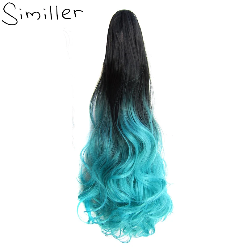 

Similler 55cm Long Wavy Ombre Clip On Hair Extensions Claw Pony Tail Synthetic Hairpiece Heat Resistant Ponytail 170g