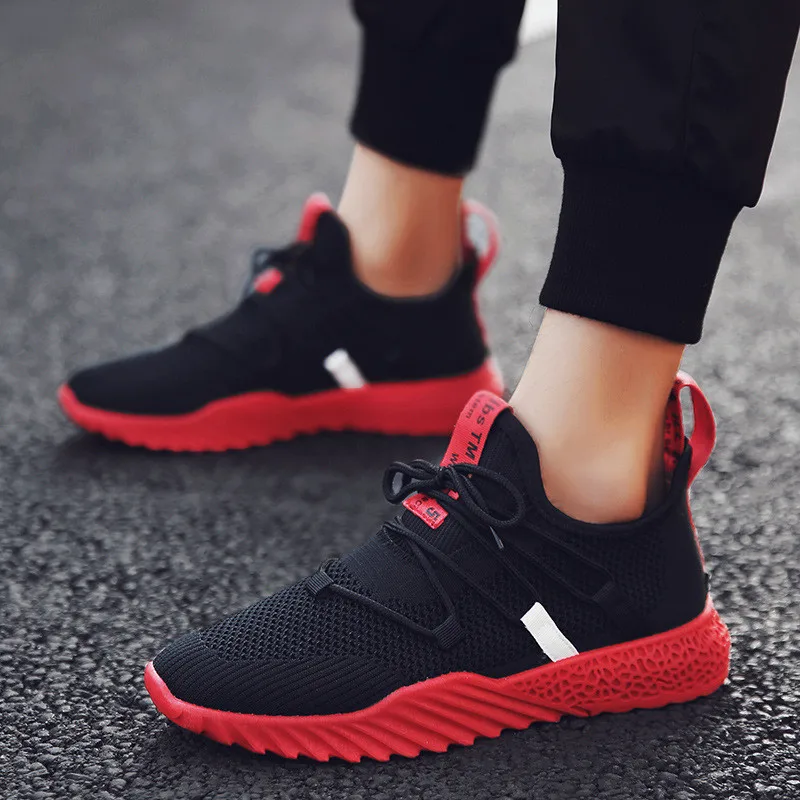 Новинка, мужские кроссовки для бега, легкие дышащие спортивные кроссовки, удобные теннисные кроссовки, спортивные кроссовки для мужчин - Цвет: Красный