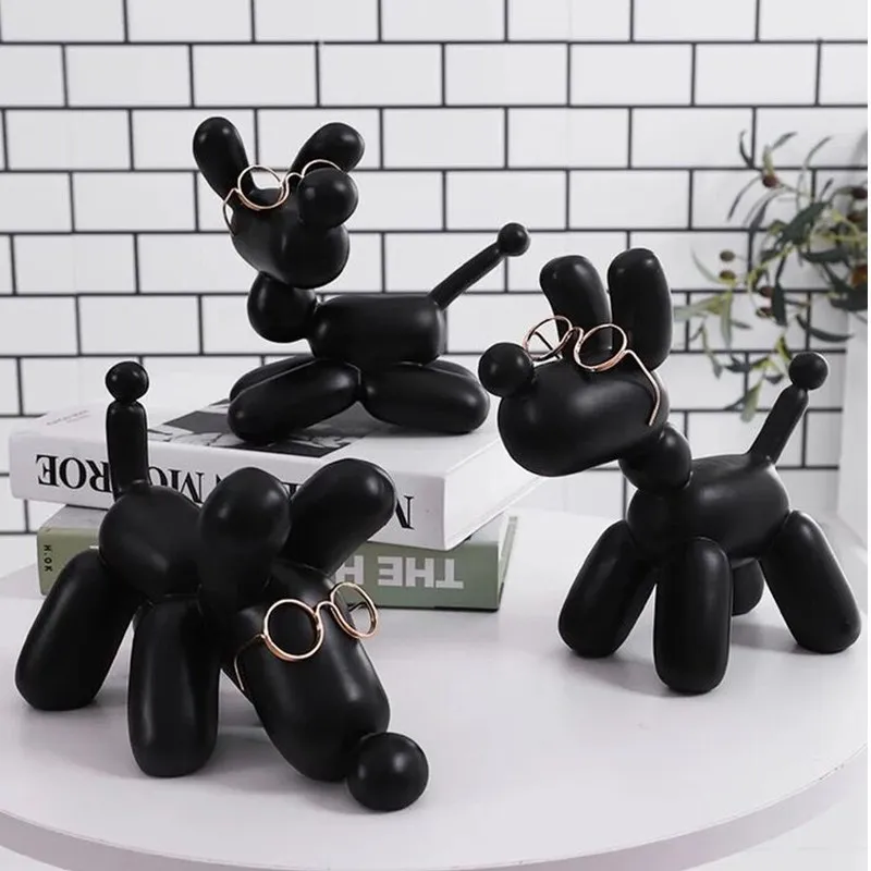 

3Pcs/set Jeff Koons Shiny Balloon Dog Statue Animals Figurine Resin Crafts Art Sculpture Home Decoration Creative Gifts R1297