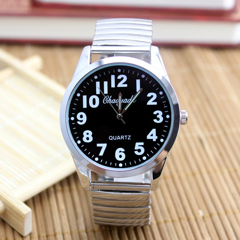 2024 Old Men Women Couples Watches Flexible Elastic Strap Fashion Simple Large Digital Stainless Steel Electronic Wristwatches