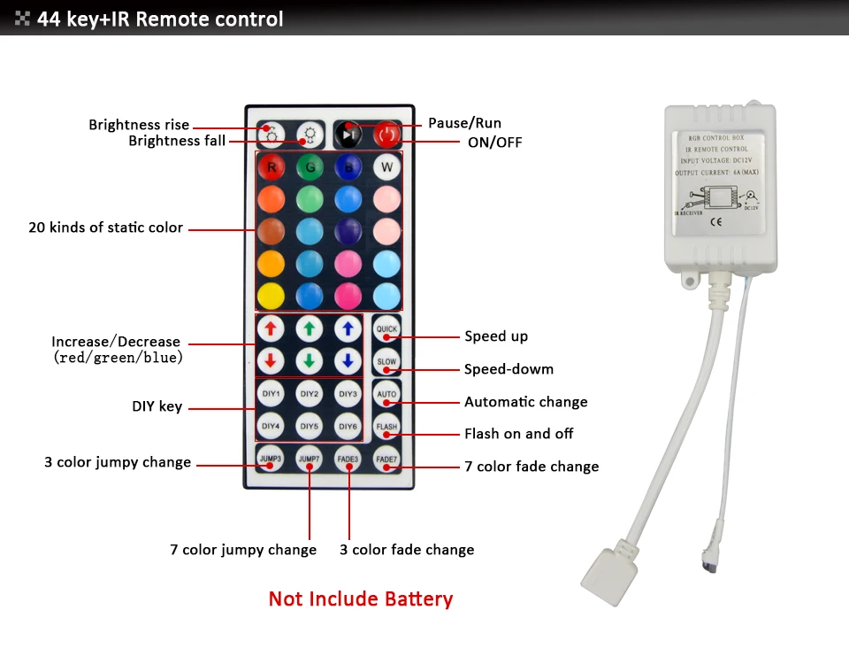 1 шт. 24key/44 key DC12V RGB светодиодный ИК пульт дистанционного управления 3A/5A адаптер питания для SMD 5050 3528 Светодиодная лента светильник аксессуары