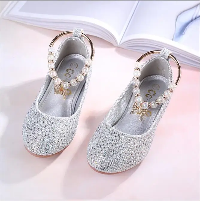

Girls Leather Shoes For Kids Rhinestone Low Heel Princess Shoes Girls Sandals Autumn Spring Rubber Party For Children
