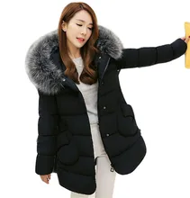 Woman Winter Collection 2016 Winter Coat Fashion Long Style Fur Collar Hooded Warm Jacket Padded Parka