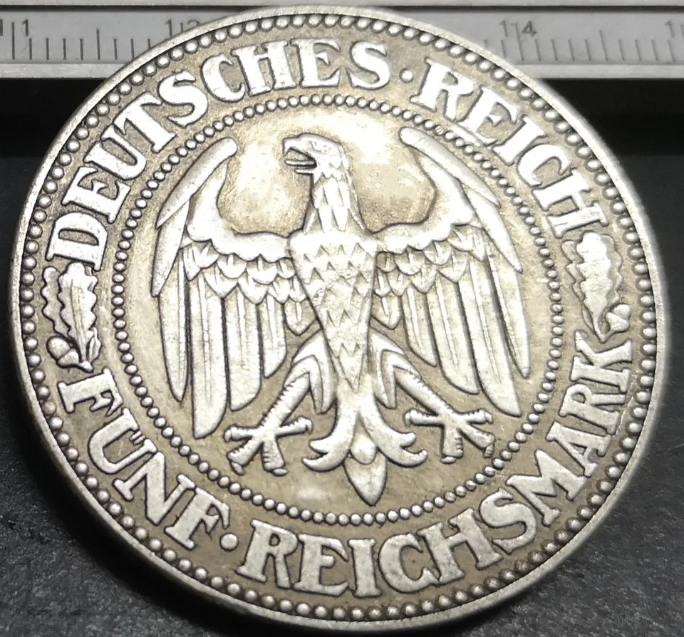 1927 F Германия 1871 1948 5 копия рейхсмак с серебряным покрытием редкая