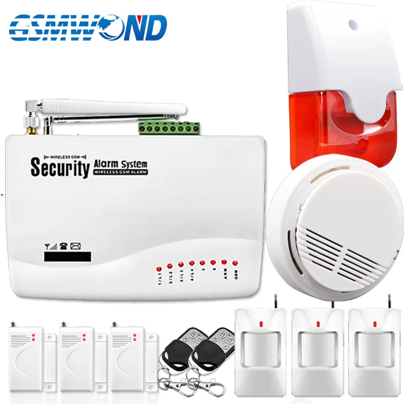 

433MHz Wireless GSM Alarm System, For Home Security Alarm, With Door / Infrared detector, Smoke Detector, Dual Antenna,