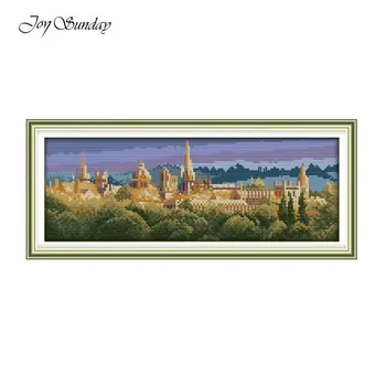 

Joy Sunday Cross Stitch Oxford Landscape Cross Stitch Patterns Printed Canvas Fabric DMC Cross Stitch Sets For Embroidery Kits