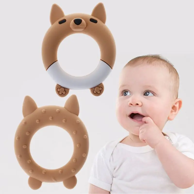 

Baby Teether Cartoon Fox Teething Ring Bracelet Bangle Silicone DIY Necklace Pendant Food Grade BPA Free Safe Cute Newborn