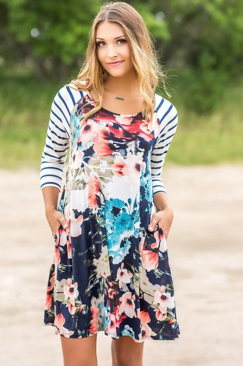 Maternity Dresses Summer Floral Casual Pregnancy Dress Cotton Dress for