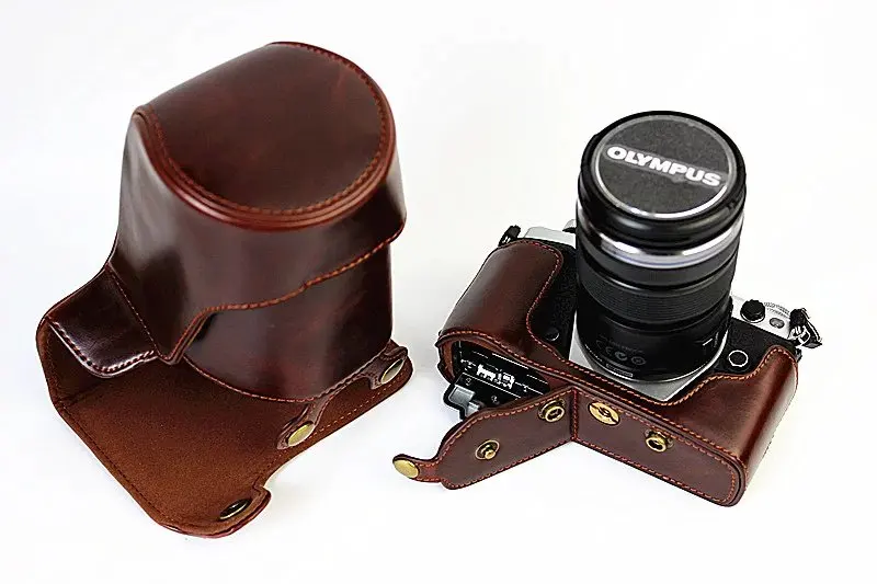 Роскошный чехол для видеокамеры из искусственной кожи для Olympus EM5 II OM-D EM5 Mark II EM5II, чехол для камеры с открытым аккумулятором