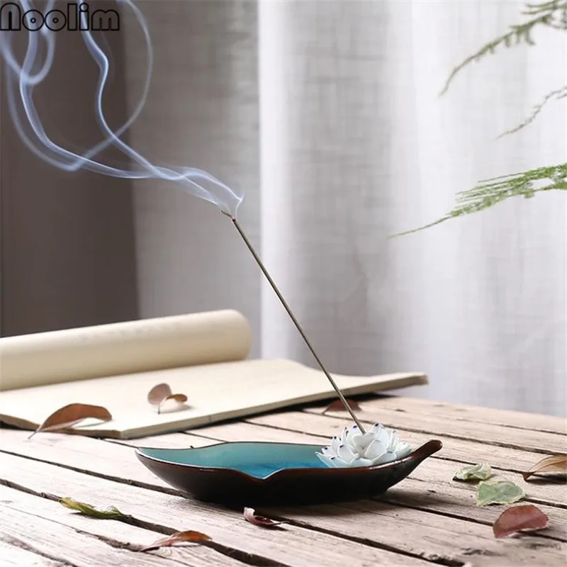 Керамическая горелка для благовоний в виде лотоса ледяная трещина база домашний декор подставка для ароматических палочек буддистская кадильница для ароматерапии