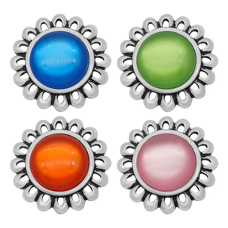 

New KZ3135 Charming colorful sunflower Round rhinestone 20MM snap buttons fit snap bracelet jewelry wholesale