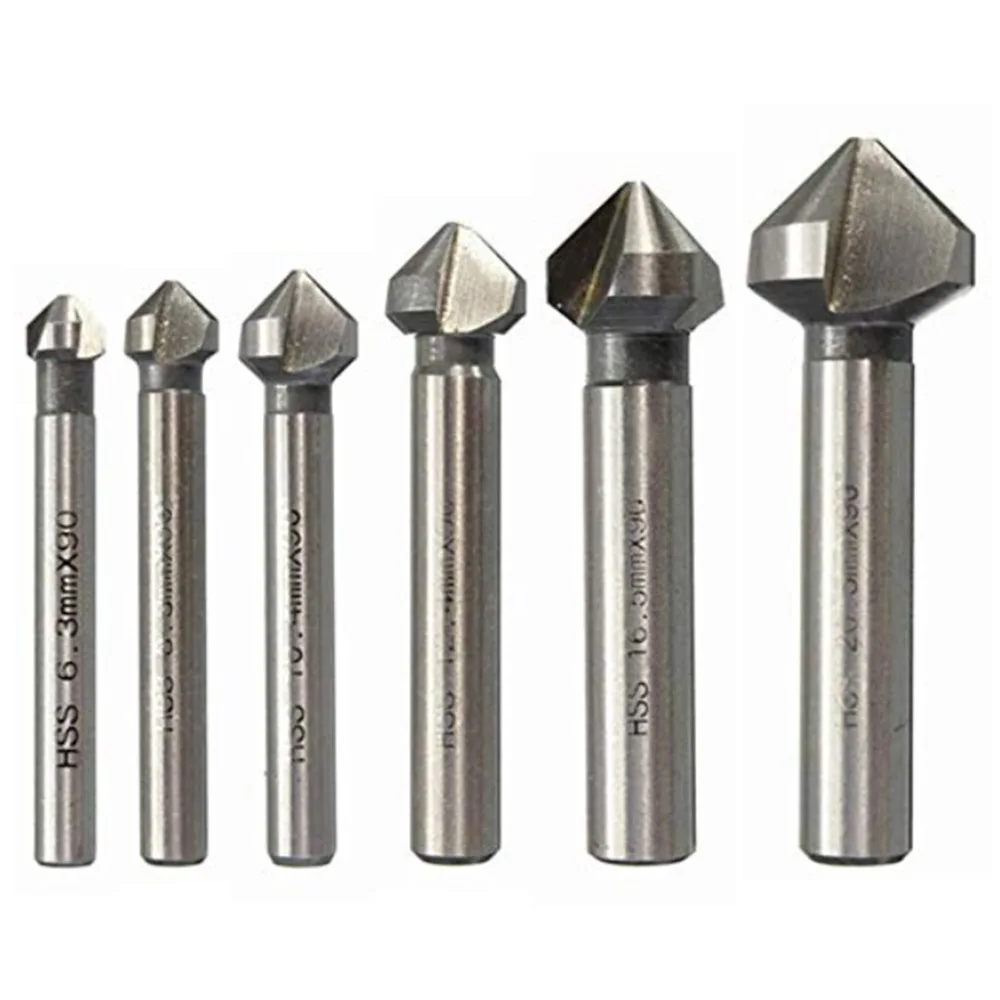 Hole Diameter: 6.3mm Drill Bits 6.3/8.3/10.4/12.4/16.5/20.5mm Woodworking Tool 90 Degrees HSS Countersink Drill Bit Chamfer Drills Hole Diameter: 6.3mm Drill Bits 6.3/8.3/10.4/12.4/16.5/20.5mm Woodworking Tool 90 Degrees HSS Countersink Drill Bit Chamfer Drills