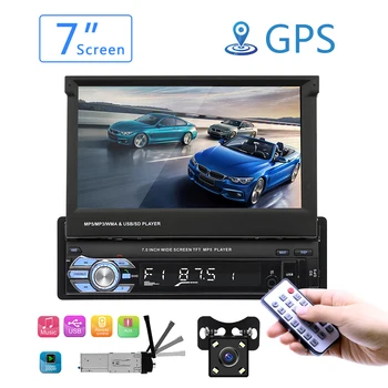 

Touch Screen 1din Car radio MP5 Player GPS Navigation Multimedia audio stereo Bluetooth 7" HD Retractable Autoradio AUX IN FM TF