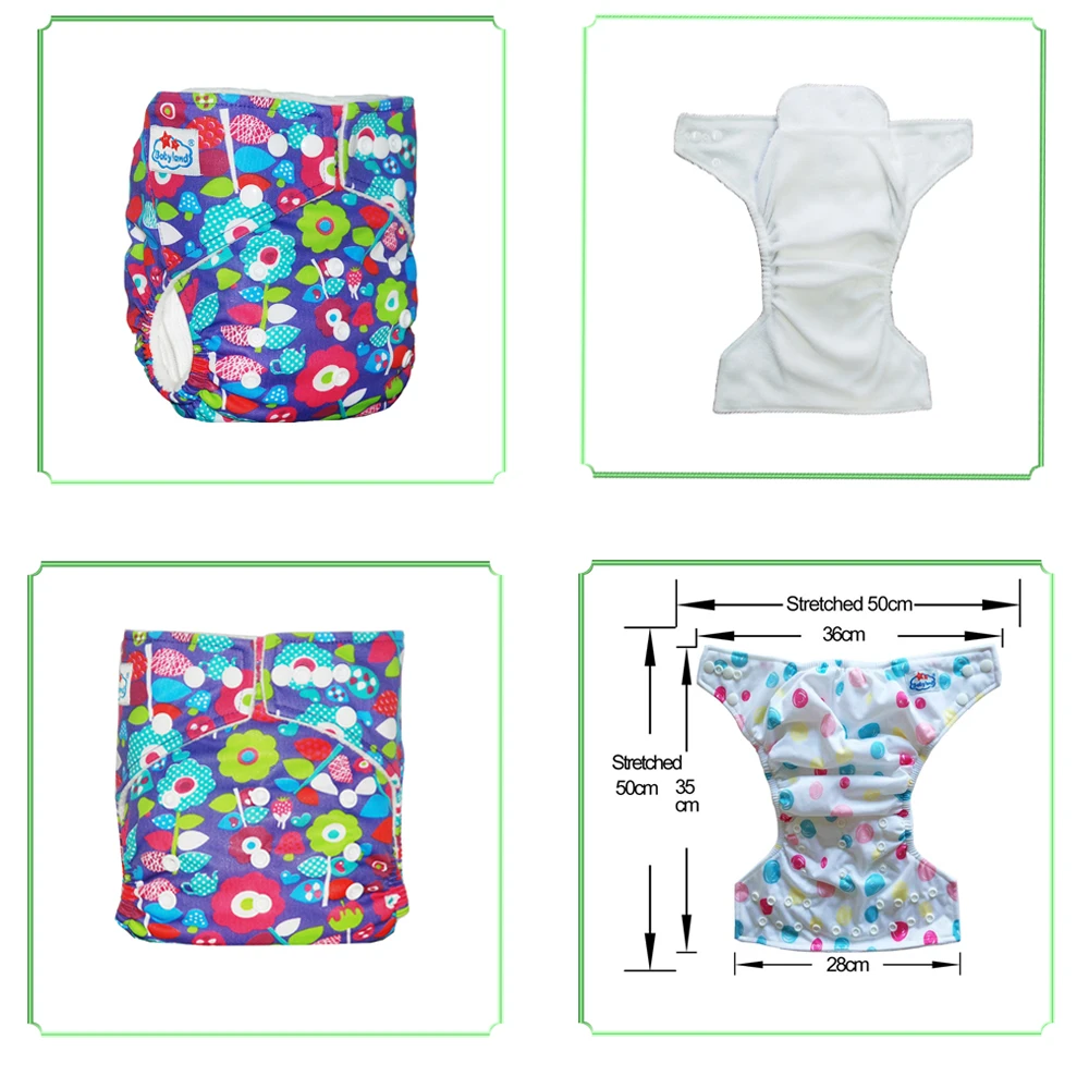 

2pcs/Set B Grade Waterproof Diaper Cover Polyester Washable Baby Nappy Reusable Cloth Diapers Pocket Nappy 0-3 Old Free Shipping