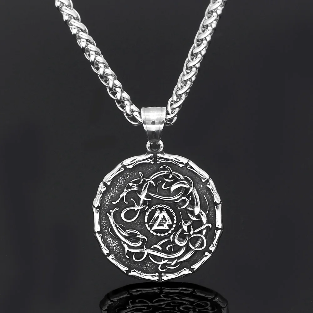 

Men stainless steel Norse viking wolf pagan talisman nordic pendant necklace