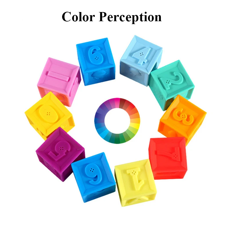 

Baby Toys 10pcs/pack 100% Silicone Toy Gifts for Children Food Grade Eatable Block 3D Educational Toys For Baby 0/1/2/3/4T/Y