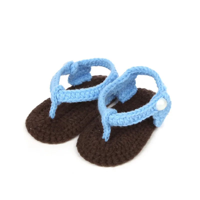 ROMIRUS/сандалии ручной работы для девочек летние вязаные, для кроватки трикотажные детские дышащие колготки для детей в возрасте от года до тапки обувь 0-1Yrs - Цвет: Blue