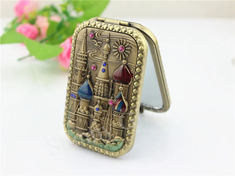 Antique Castle Metal Material Frame Table Stand Cosmetic Mirror for Dresser