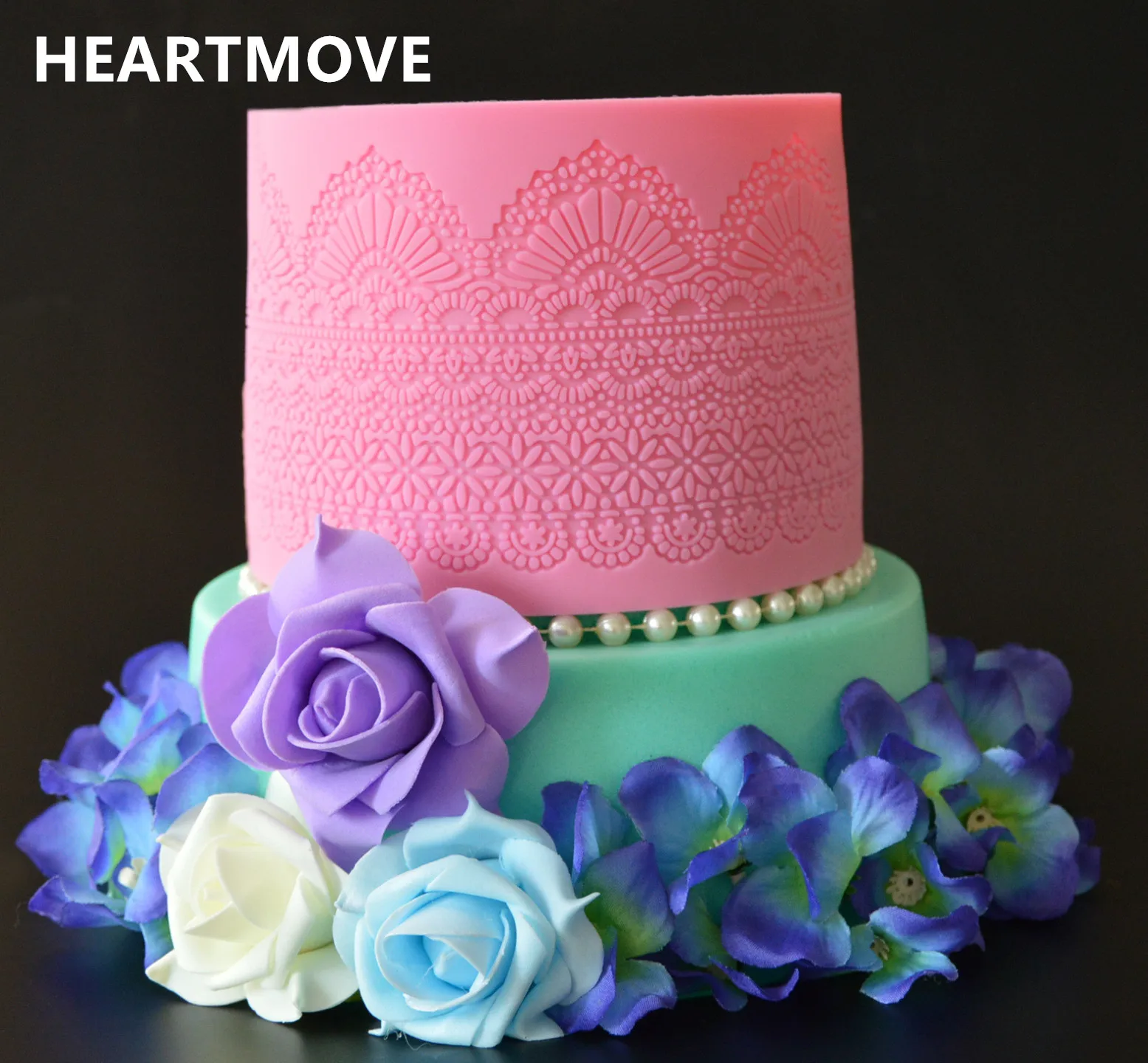 HEARTMOVE Newly Crown Shape Silicone Big Size Lace Mold Cake Decoration Fondant Cake 3D Mold Food Grade Silicone Mould
