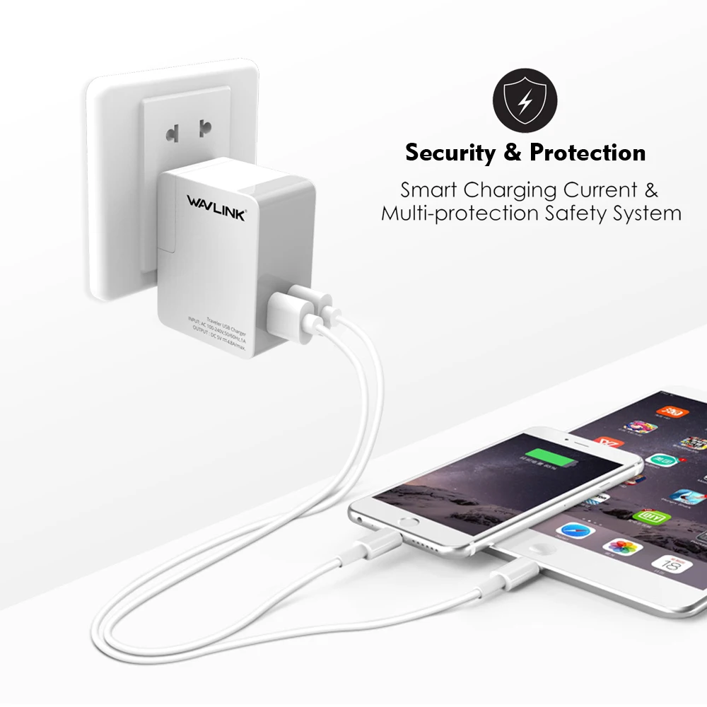 Wavlink 2/4 порт универсальный USB зарядное устройство адаптер 24 Вт 4.8A Портативный