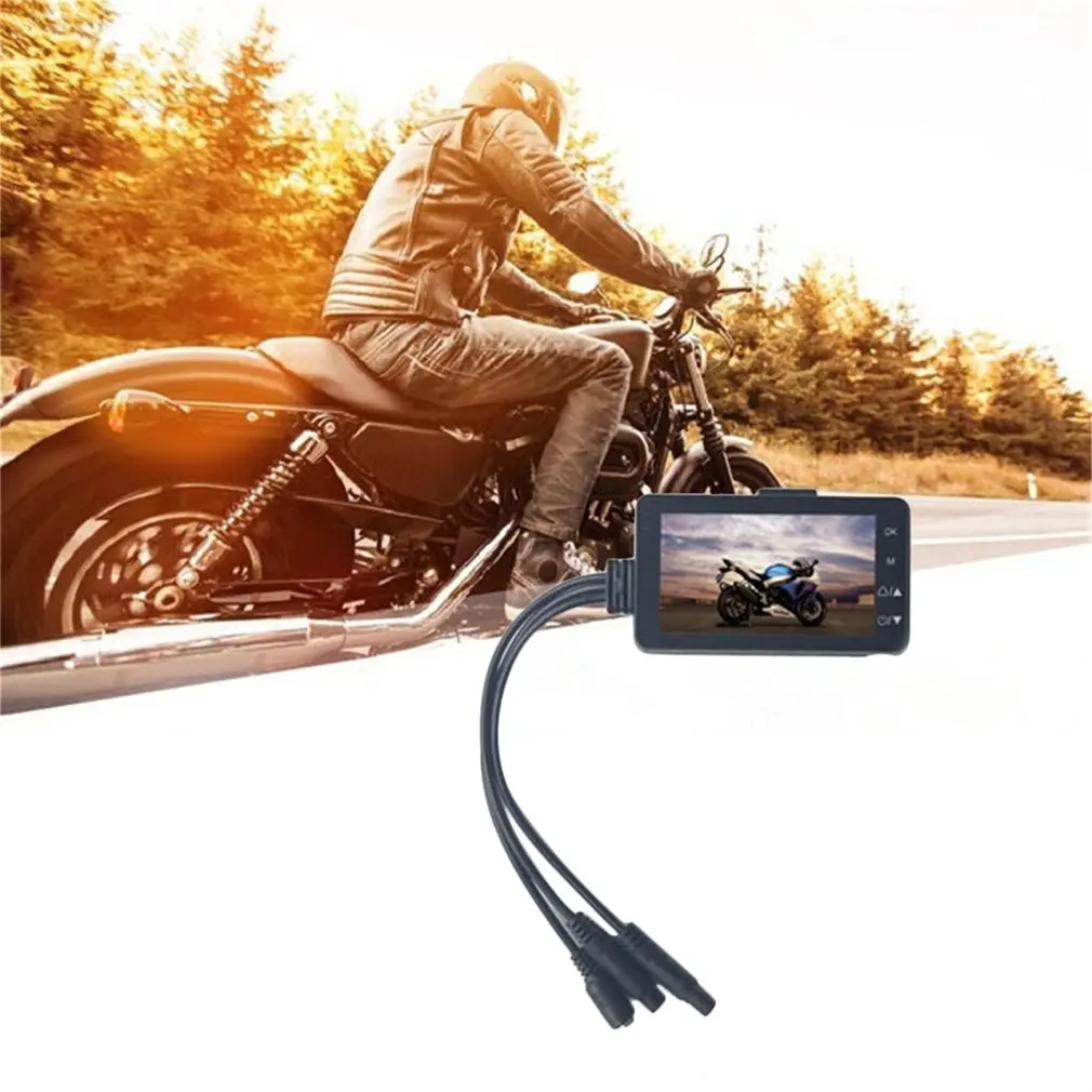 

Motorcycle Driving Video Recorder HD LCD with Front and Rear View Camera 140 Degree Wide Angle Support Night Vision