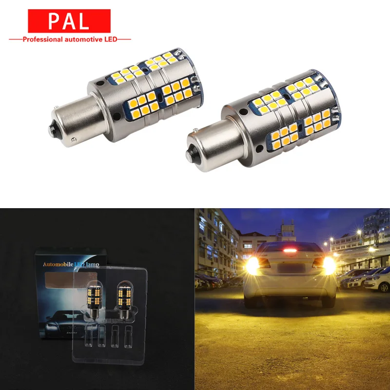

PAL 2pcs/set BA15S 1156 P21W PY21W T20 WY21W Canbus Socket Rear Front Turn Signal LED light Amber/Yellow No Hyper Flash