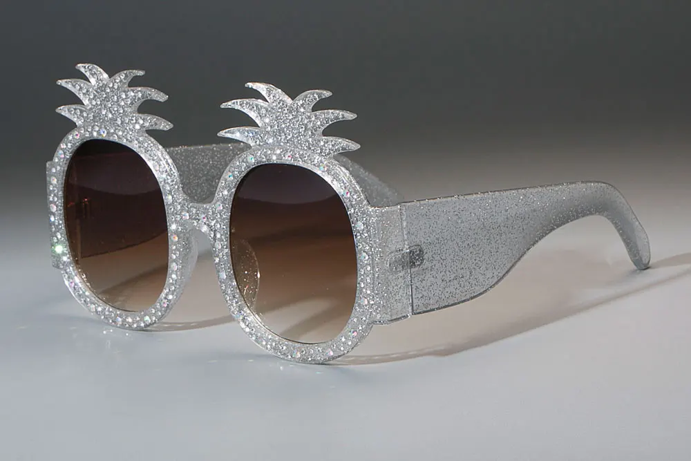 CCSPACE 45488, оправа ананаса, блестящие цветные стразы, солнцезащитные очки для женщин, Брендовые очки, дизайнерские, модные, женские оттенки - Цвет линз: C4 clear gray