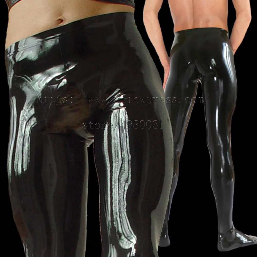 

Novelty 100% handmade tight latex pants in solid black color for men