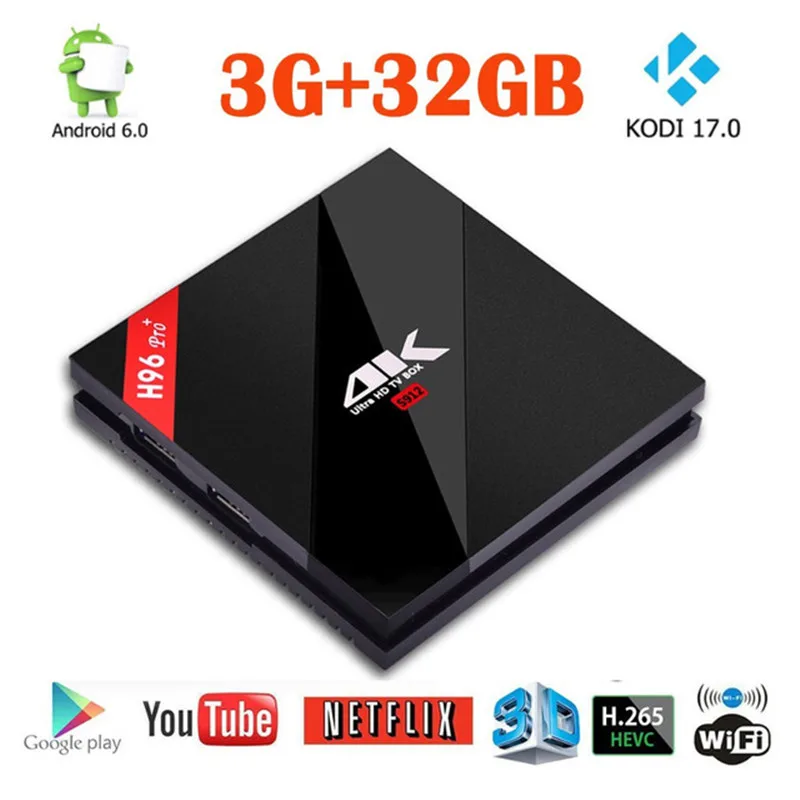 

H96 PRO+ Android 6.0 TV Box Amlogic S912 Octa Core 3G 32G 2.4G/5GHz Wifi Gigabit Bluetooth 4K DLNA Google Play PK X96 T95N #B0