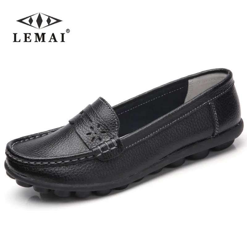 

New Women Real Leather Shoes Moccasins Mother Loafers Soft Leisure Flats Female Driving Casual Footwear Size 35-44 In 4 Colors