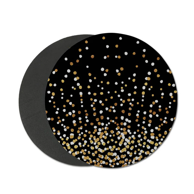 MaiYaCa пользовательский кожаный плавающий горошек черный и золотой на белом Подгонянный Ноутбук игровой Lockedge коврик для мыши круглый коврик для мыши 22x22 см