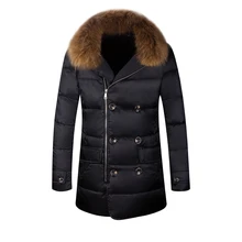 Мужская парка, теплое хлопковое пальто, одноцветная, толстый меховой воротник, модные новые мужские пальто, зимняя куртка L-5XL