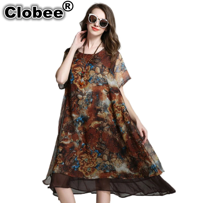 Женское шифоновое платье с цветочным принтом Clobee robe femme ete 2 19 летние многослойные