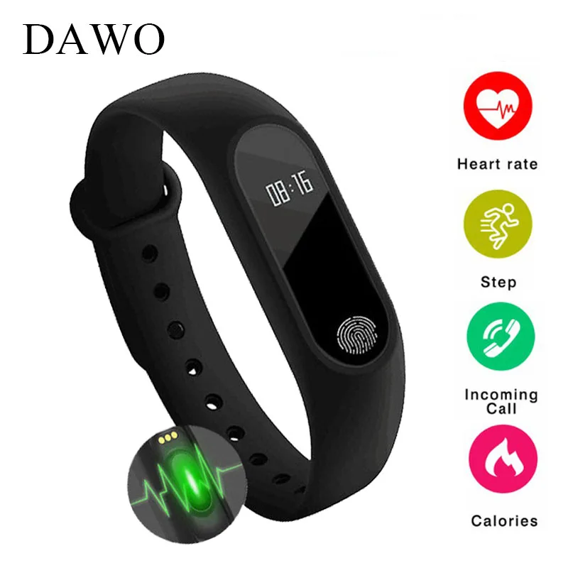 

DAWO Fitness Bracelet Tracker Activity Sport Heart Rate Monitor Sleep Pedometer Alarm Men Women Watch PK C1s Fitbits miband 2 3