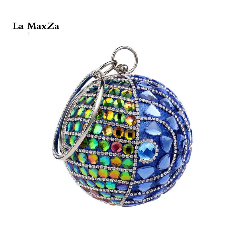 

La MaxZa New Circular Party Handbags Ladies Dress Dinner Fashion Evening Show Ball Bag Diamond impregnated Luxurious Bag